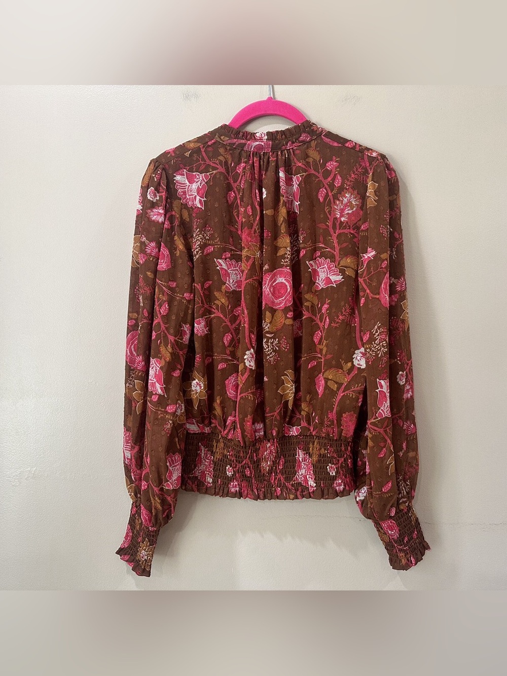 Rachel Zoe floral long-sleeve peasant blouse size medium
